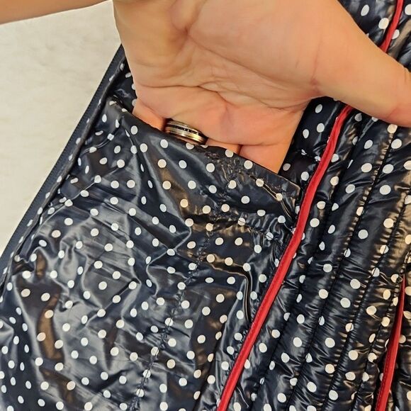 Tommy Hilfiger‎ Women's Lightweight Packable Puffer Vest Size M Navy White Dots - Picture 8 of 12